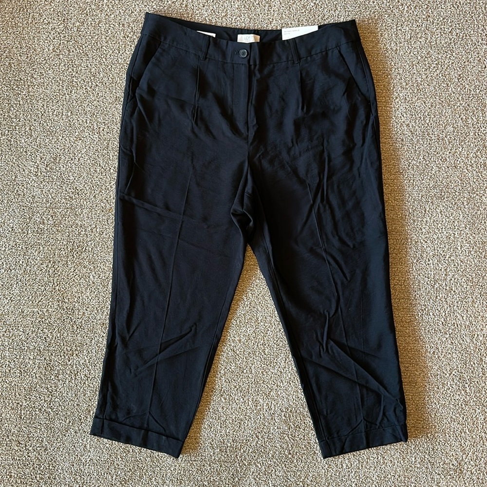 Loft Outlet Black Skinny Ankle Pants Pleated Cuffed  size 14 P Petite New NWT